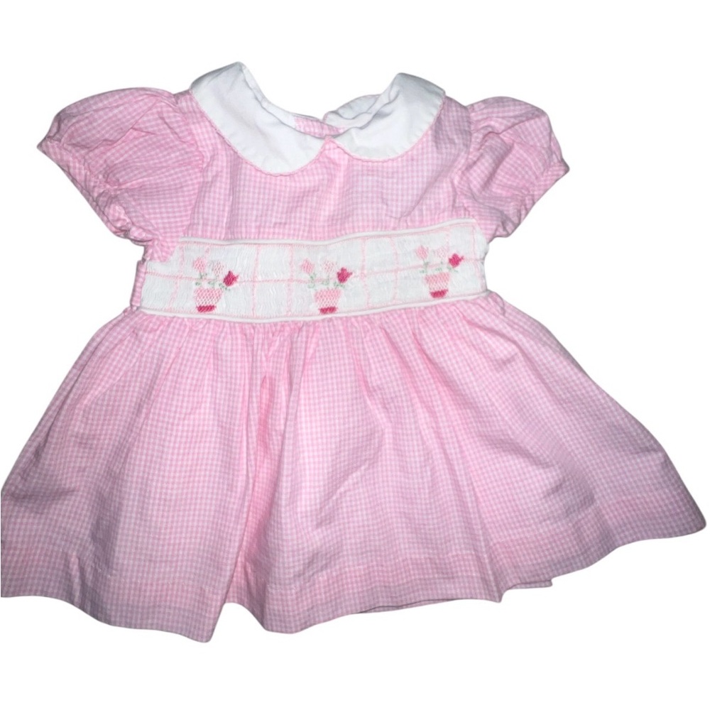 Youngland Pink Gingham Dress with White Accents